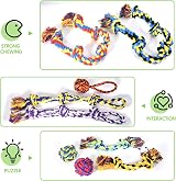 SHARLOVY Large Tough Chew Toys for Aggressive Chewers 9 Pack Rope Tug Ball view 5