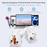 Aigostar 2 Pack EU to UK Travel Adapter Plug, Schuko 2 Pin to 3 Pin Converter view 4