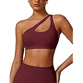 ABOIW Womens Seamless One Shoulder Sports Bra Cutout Adjustable Strap Asymmetric Padded Workout Crop Tank Tops