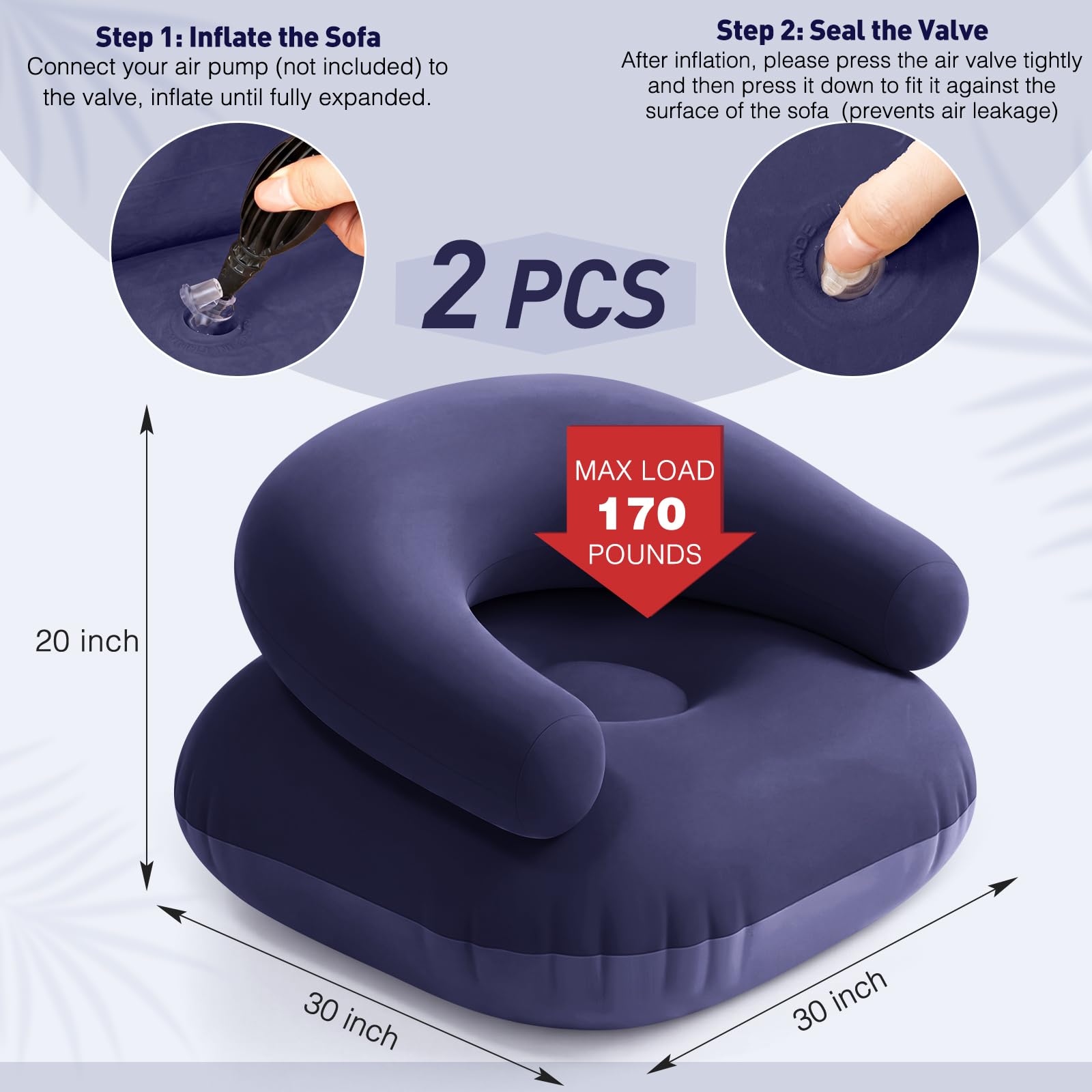 Condition photo showing As Is for novabright 2 pcs inflatable chairs for adults blow up games chairs folding portable flocking inflata