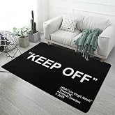 Keep Off Black Area Rug 3D Printed Large Pop Rugs Modern Home Decor Polyester Carpet for Game Room Bedroom Living Room Non-Slip Floor Mat 2' x 3'