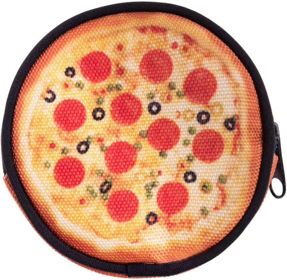 Round Wallet Zipper Pouch Case Organizer for Cash Card Coin Holder Unisex Funny Pizza [041]