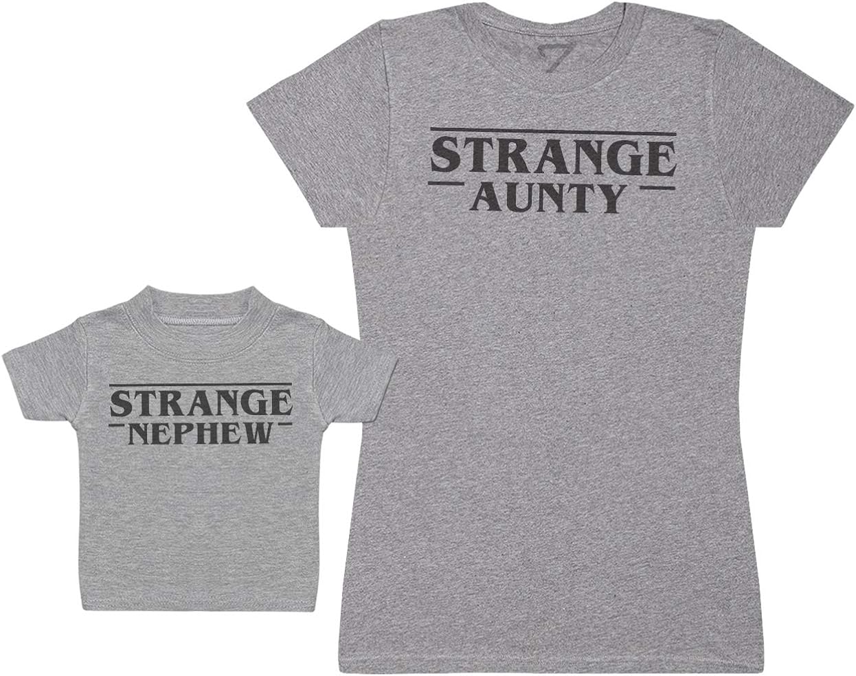 Strange Nephew & Strange Aunty - Matching Mother Baby Gift Set - Womens T Shirt & Baby T Shirt