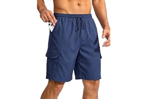 Rela Bota Mens Cargo Shorts Outdoor Athletic Casual Workout Hiking Tactical Pant Elastic Lightweight Drawstring Multi Pockets