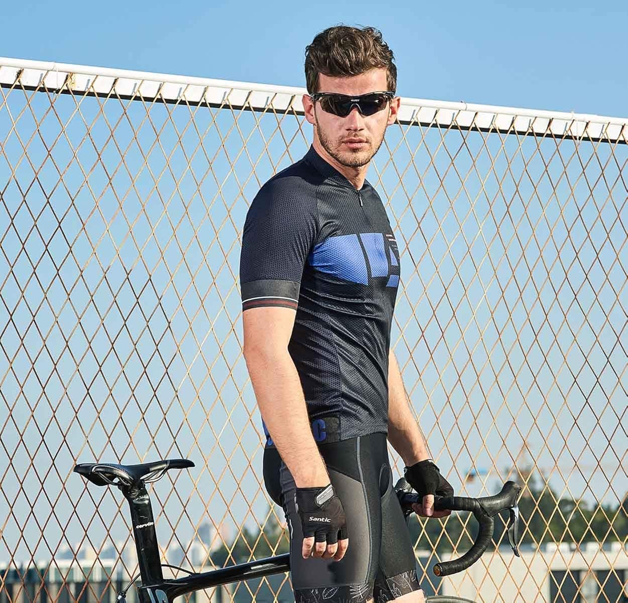 Santic Cycling Jersey Men Bike Jersey Cycling Jacket Reflective Breathable Moisture Wickin and Quick Dry : Clothing