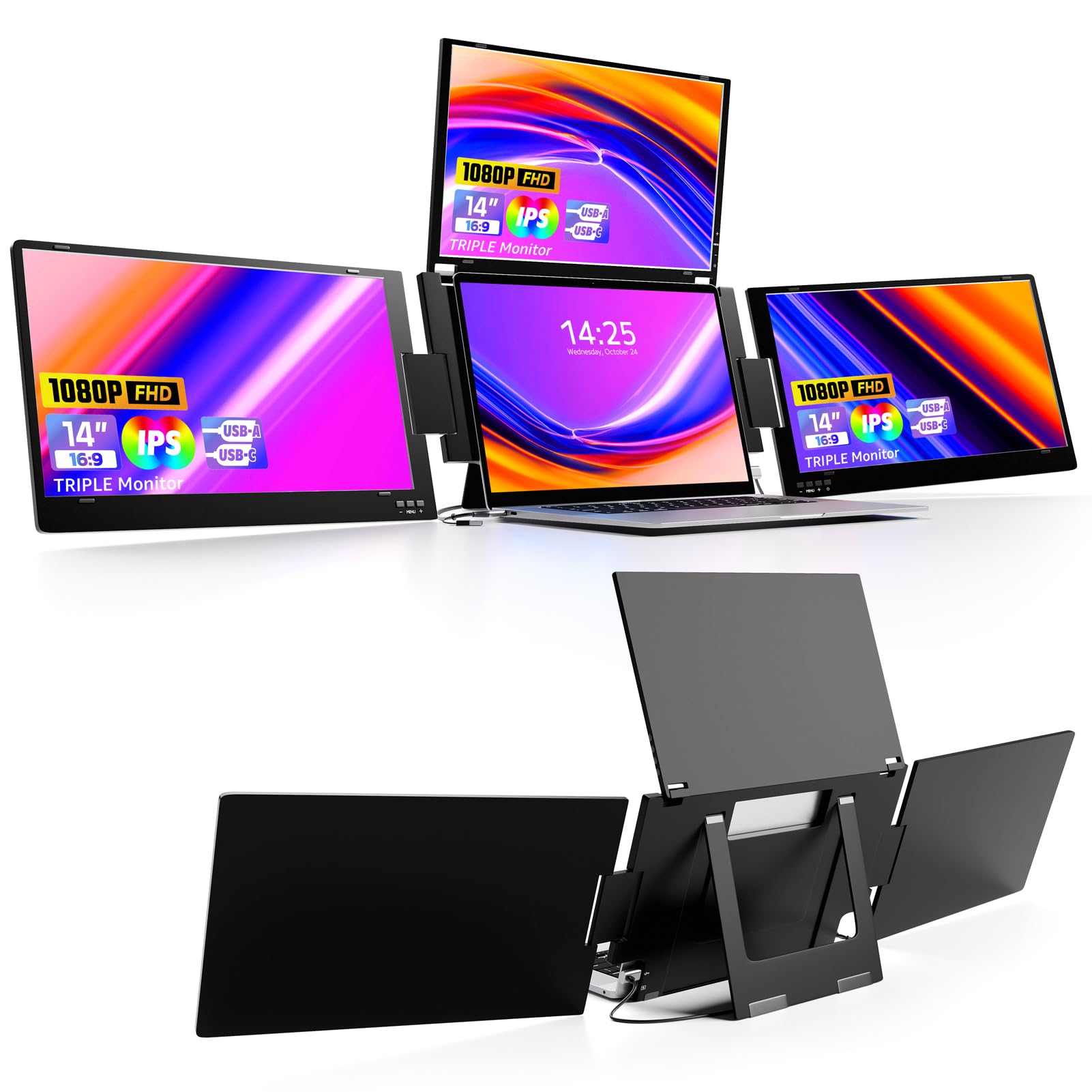 KPKUE 14" Triple Laptop Screen...
