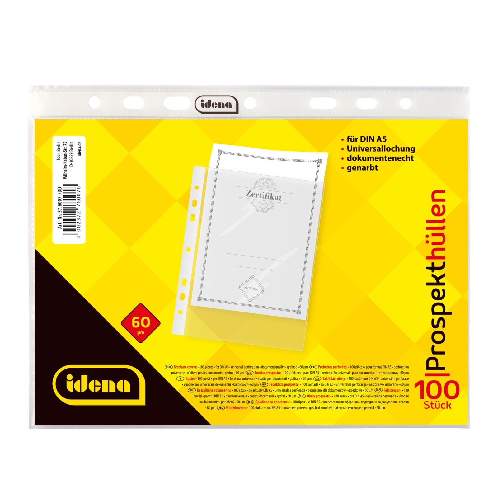 Idena, brochure Covers, DIN4, 10010 DIN A5, 100 Item, Grained