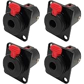 Voluty Tek 6.35mm Stereo Female Panel Mount Locking Style D Series Connector TRS 1/4 Mono Input Jack Socket Adapter for Guitar 4pcs