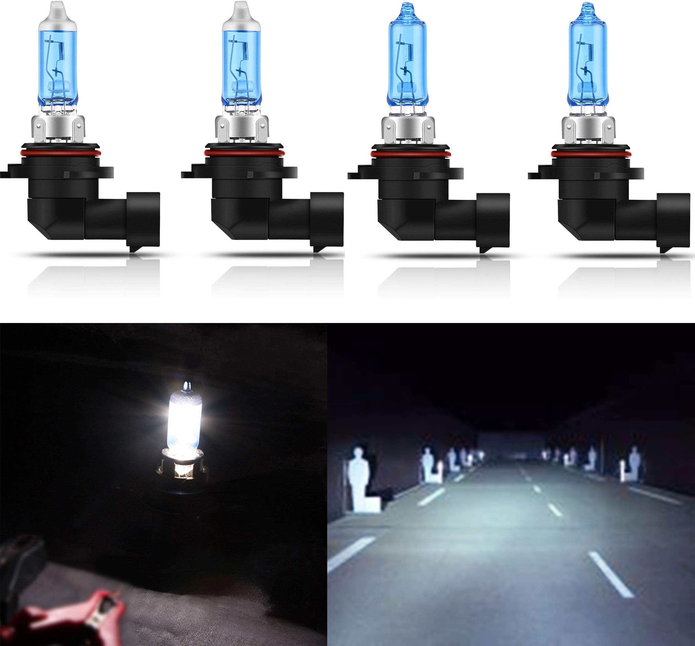 CK FORMULA (2 Pairs Combo 9006-HB4 55W 9005-HB3 65W Super White 5000K Xenon Halogen Headlight Bulbs (High/Low Beam)