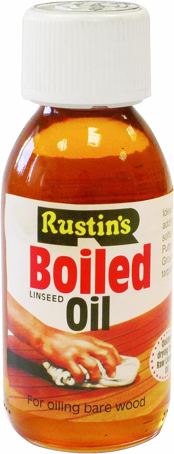 Rustins BOIL125 125ml Boiled Linseed Oil-Traditional Wood Restorer & Protective Oil, Deep Nourishment for Furniture Doors