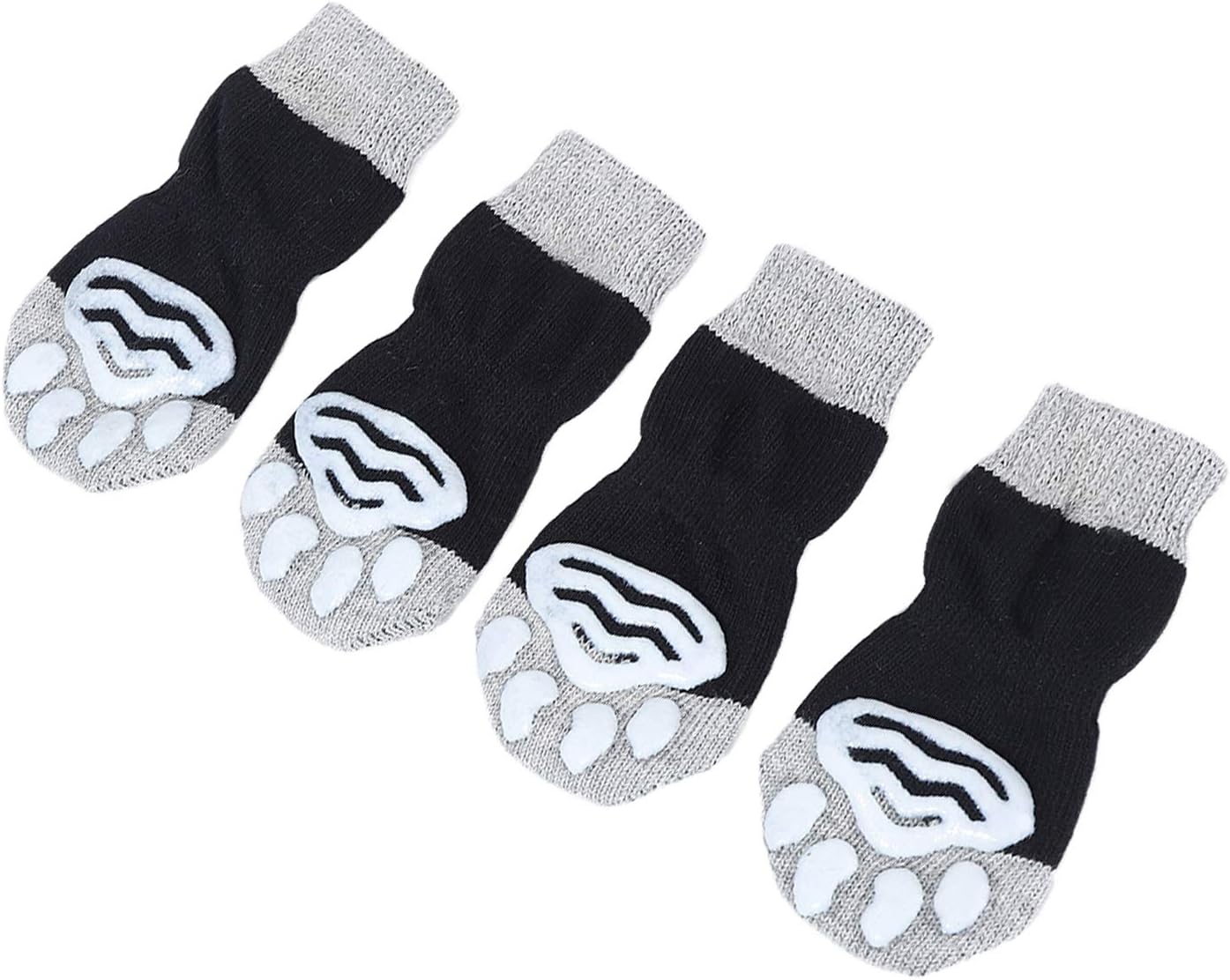 PETSIMTO 4 PCS of Pet Socks Anti-Slip Pure Cotton Dog Socks Pet Paw Protectors Socks with Rubber Grip Dog Boots Dog Shoes on Hardwood Floor