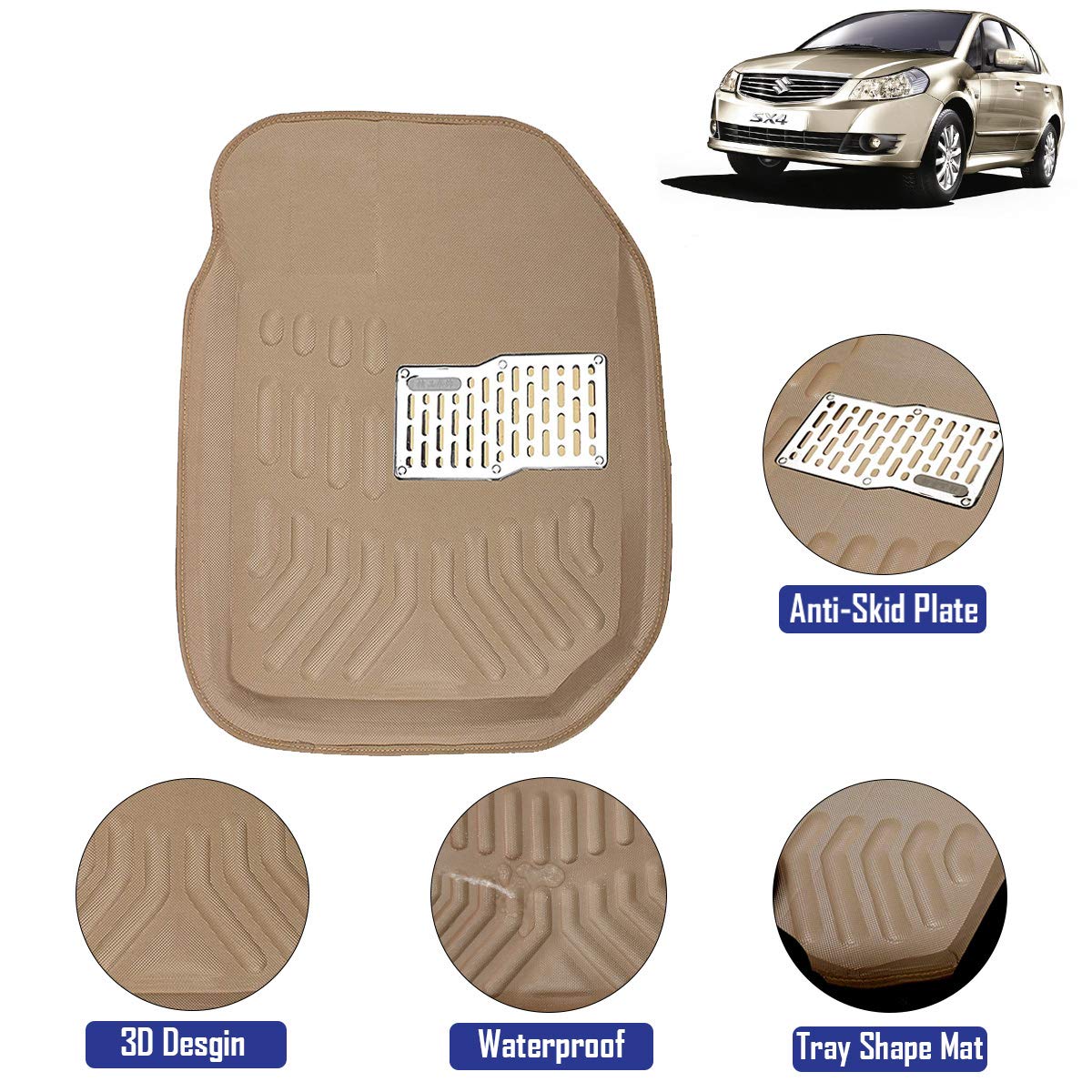 Kingsway 4D Car Floor Mats for Maruti Suzuki SX4 (Model Year 2007