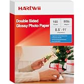 Hartwii 300gsm Double Sided Glossy Thick Heavyweight Photo Paper 80LB 100 Sheets 8.5x11 Inches for Inkjet Printer and Dye Ink