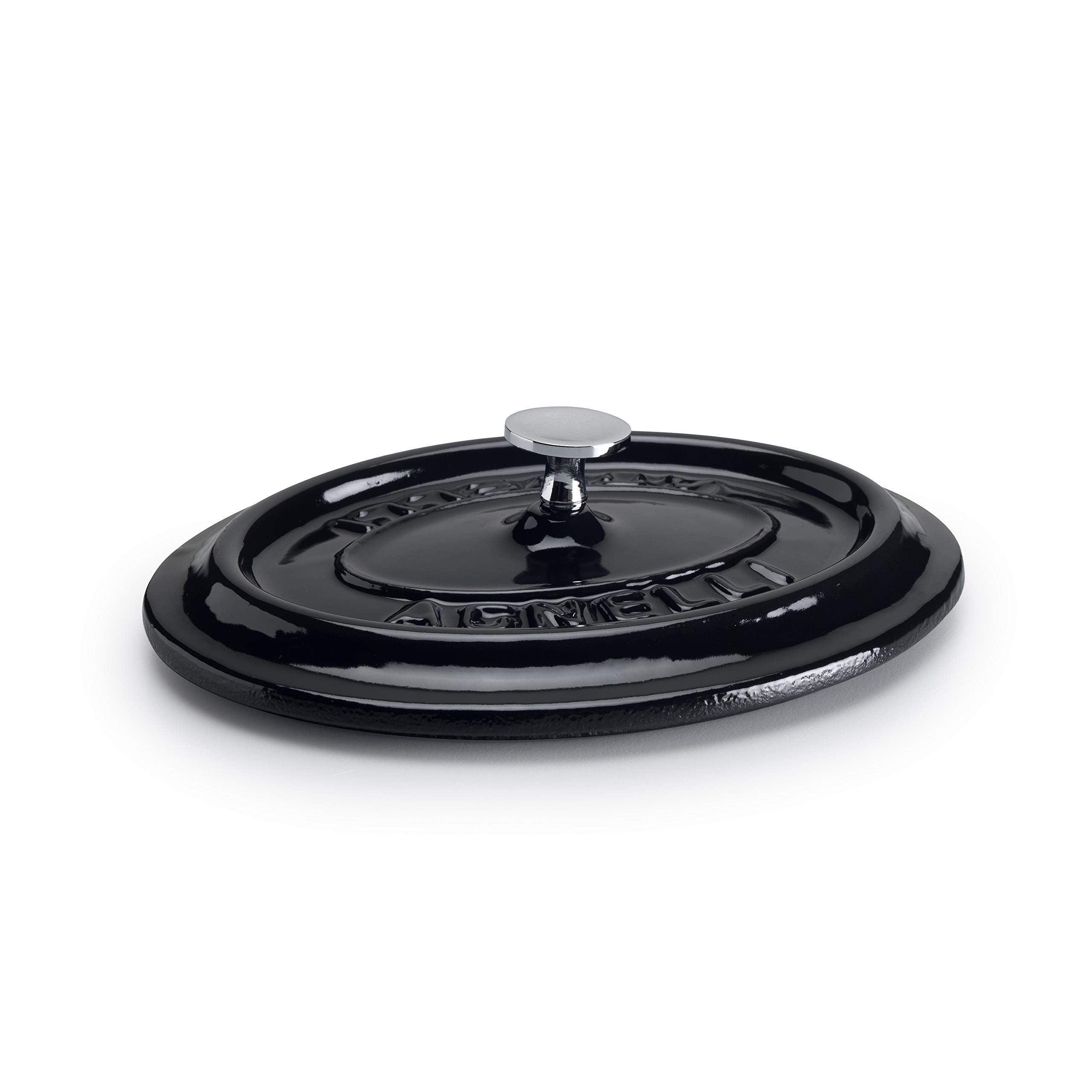 Pentole Agnelli Cast Iron Oval Lid, Colour-Shiny Black