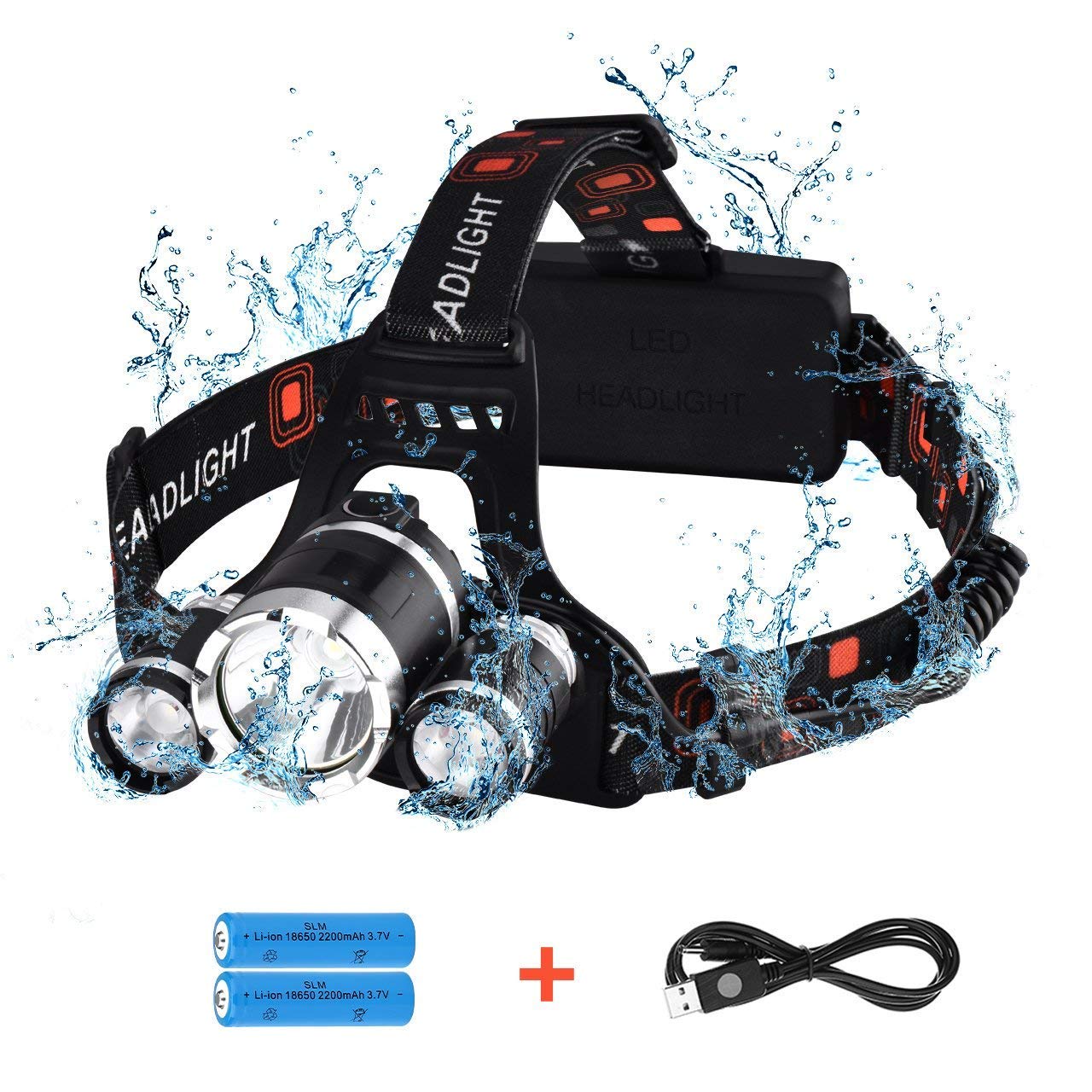 3 LED lámpara Impermeable Ajustable con Cable de Carga para Exterior