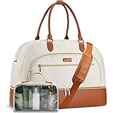 CLOKARS Weekender Bags for Women, Large Travel Duffel Bag Carry on Overnight Bag with Shoe Compartment and Toiletry Bag for Travel Business Gym Hospital, Beige