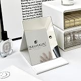 OWLKELA Portable Folding Mirror 16x12cm White PU Leather Travel Vanity view 7