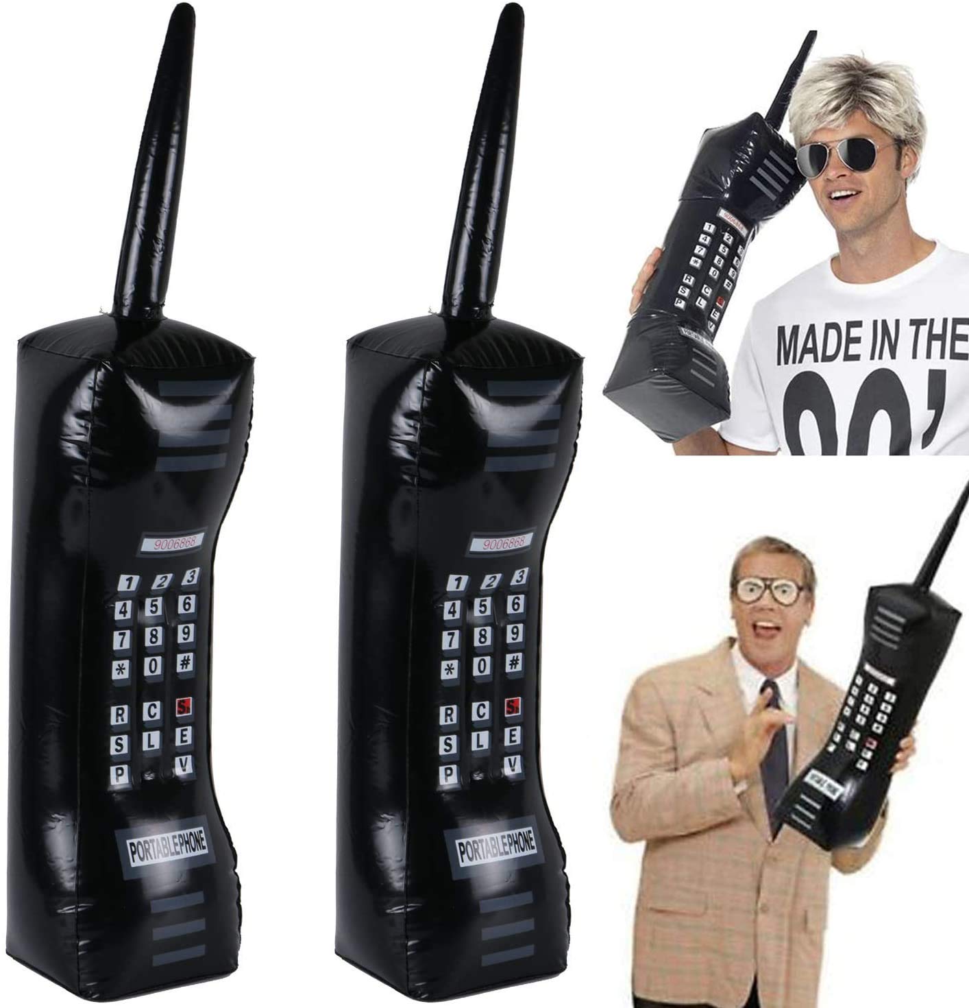 Photo 1 of 2PCS Inflatable Mobile Phone - 80's 90's Party Decorations Supplies Retro Cell Dress Accessory Phone Booth Props(26 Inches)