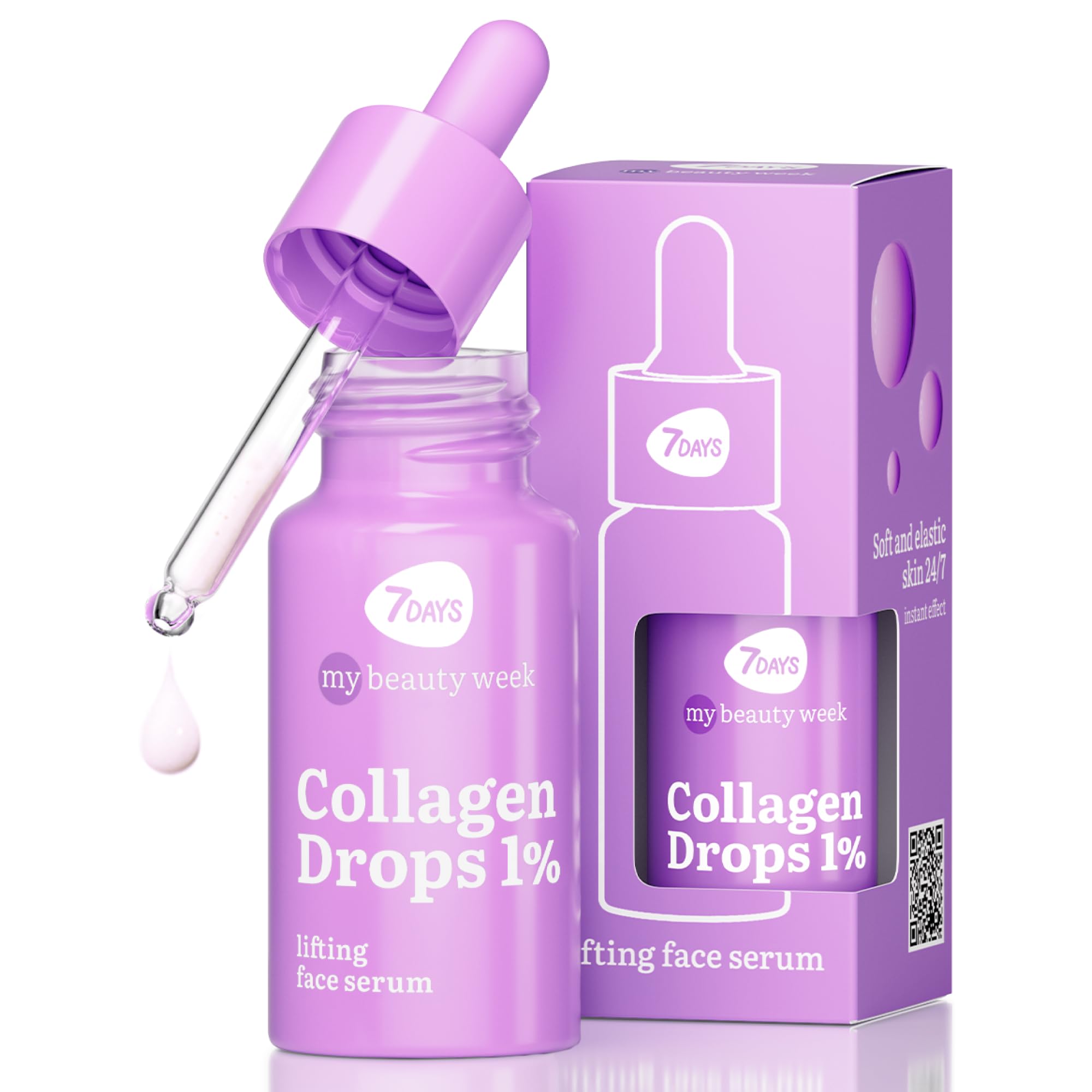 7DAYS Collagen Face Serum with Almond & Jojoba Oils, Hydrating & Anti-Ageing, Korean Skincare, All Skin Types, 30ml