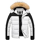 CTFASHION Men's Puffer Jacket Winter Coat Puffy Parka with Fur Hood Waterproof & Windproof Shell Fleece lining 4 Pockets