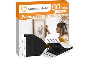 Summerbrite Picture Hanging Strips Heavy Duty, Damage Free Hanging Picture Hangers, Picture Hanging Kit, Hanging Hooks Without Nails, Adhesive Tape Wall Strips for Christmas 40-Pairs(80 Strips)