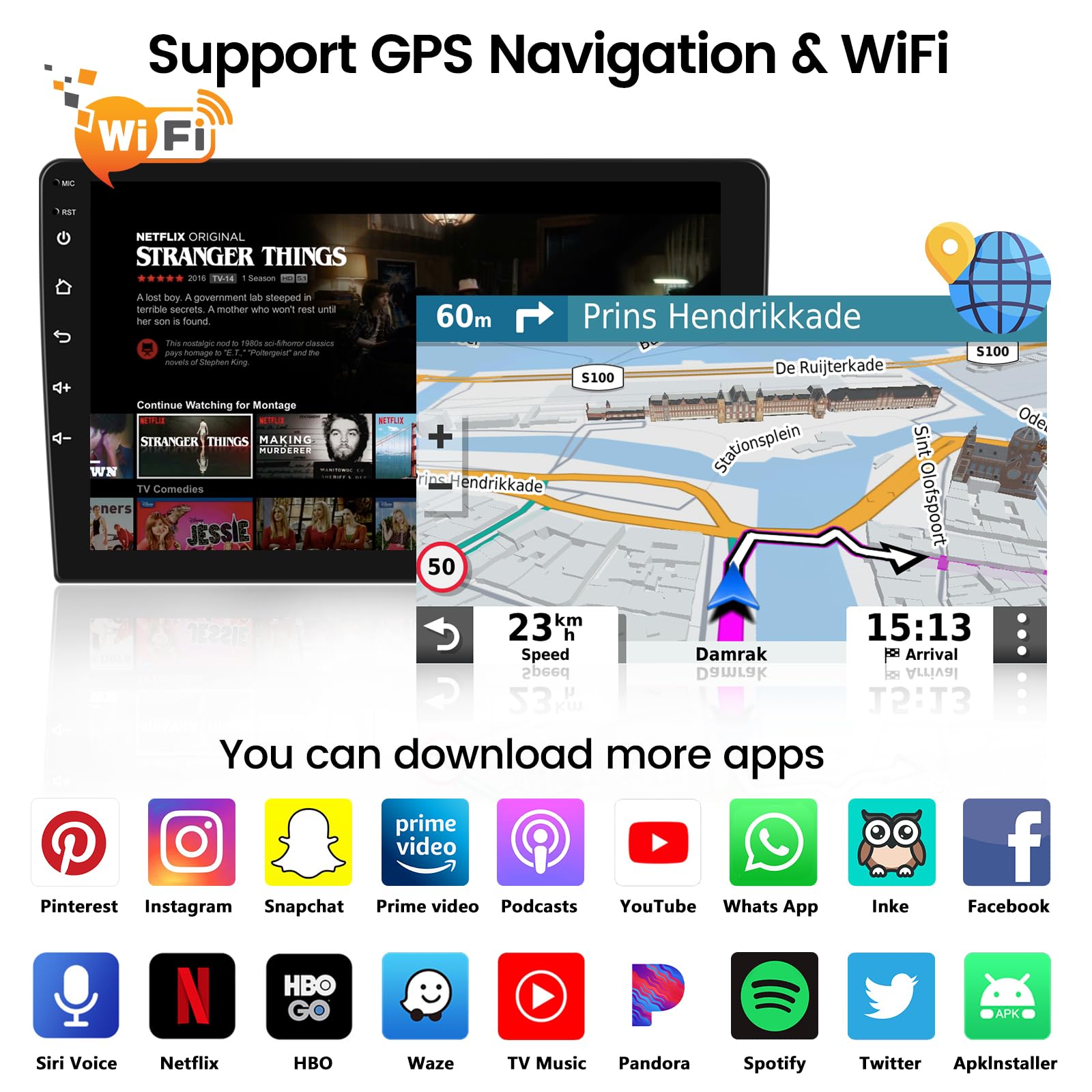 Android 15 Car Radio Stereo for Hyundai Elantra 2016-2018, Wireless Carplay Android Auto, 9 Inch Touch Screen Car Radio Bluetooth 5G WiFi GPS SWC FM DSP, 2G+32G CarPlay Head Unit+Free Cam