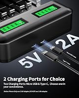 EBL LCD Universal Battery Charger 8 Bay AA AAA C D Ni-MH USB Type C 2A view 5