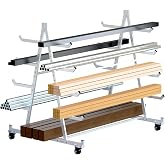 BUYYAH Lumber Storage Rack, 5ft x 3.7ft x 4.3ft | 4 Swivel Wheels, Heavy Duty, Mobile Material Handling, Horizontal Storage Rack