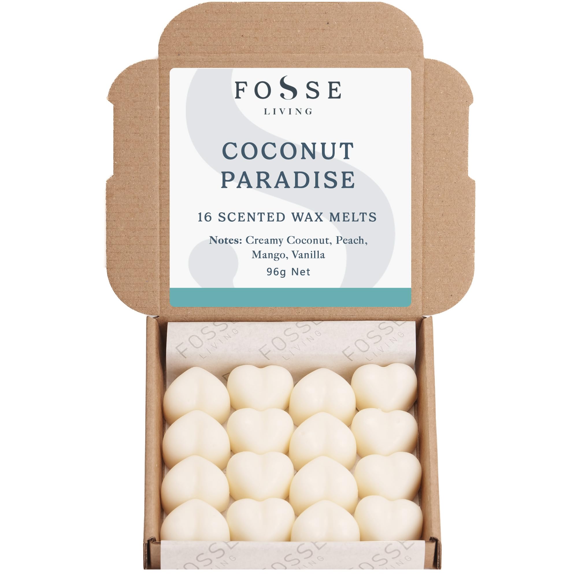 Coconut Paradise Soy Wax Melts 16 Pack | Tropical, Creamy & Dreamy | Natural, Vegan & Plastic Free | Up to 96 Hrs Scent | Pet Safe | Handmade in UK – Fosse Living