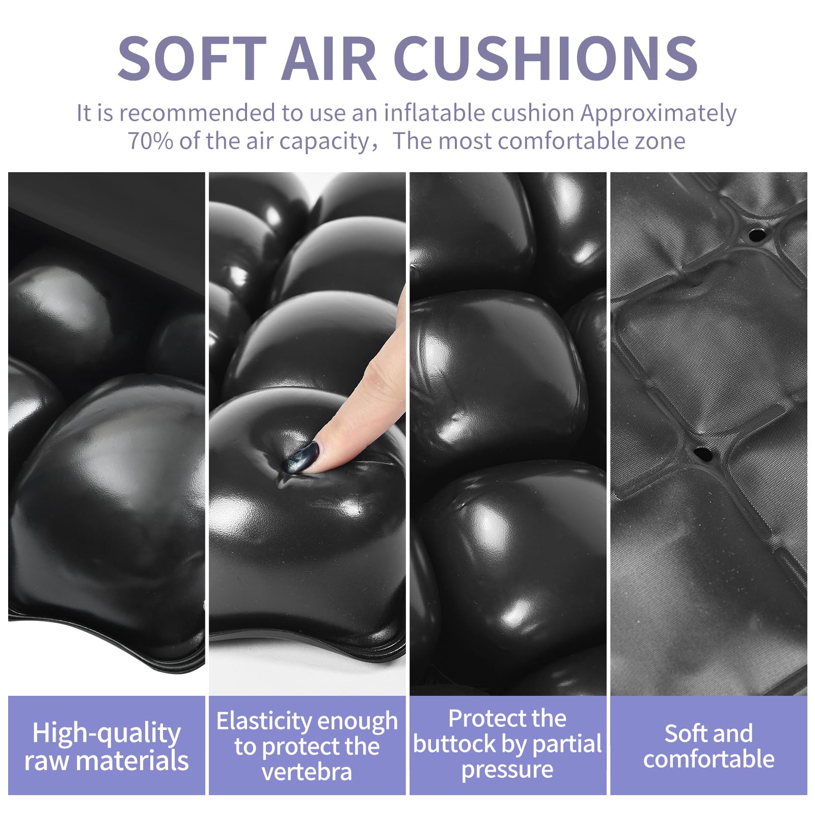 Cushions for Pressure Sores on Buttocks - 17 * 17Inches Wheelchair Cushion for Pressure Relief - Infaltable Air Seat Cushion for Senior