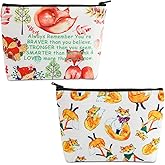 MBMSO Fox Makeup Cosmetic Bag Funny Fox Gifts Fox Lover Gifts Fox Travel Makeup Pouch Zipper Bag Fox Gift for Animal Lover (Fox Braver bag-white)