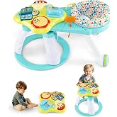 INFANS 3 in 1 Walk Around Baby Activity Center, Baby Walker with Play Table, Wheels, Detachable Seat Cushion, 3 Adjustable Heights, Learning Toys for Boys Girls Aged 6-36 Months (Green)