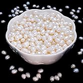 CREATZONE 100pcs Natural Freshwater Pearl Beads 7-8mm Rice Oval White Pearls Genuine Real Cultured Pearl Beads for DIY Pearl Earring Bracelet Necklace Jewelry Making, Hole: 0.7mm