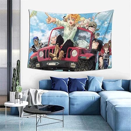 Amazon Co Jp 約束のネバーランド タペストリー キャラクター ポスター 壁掛け 掛ける絵 壁畫 エマ ノーマン レイ 吊り絵 おしゃれ 可愛い 背景布 部屋装飾 萌えグッズ プレゼント 152 102cm Generic