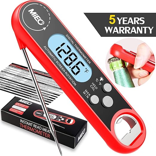 Digital Instant Read Meat Thermometer Mieo Best Waterproof Ultra Fast Food Cooking Thermometer With Backlightcablibrationdigital Bbq Thermometer
