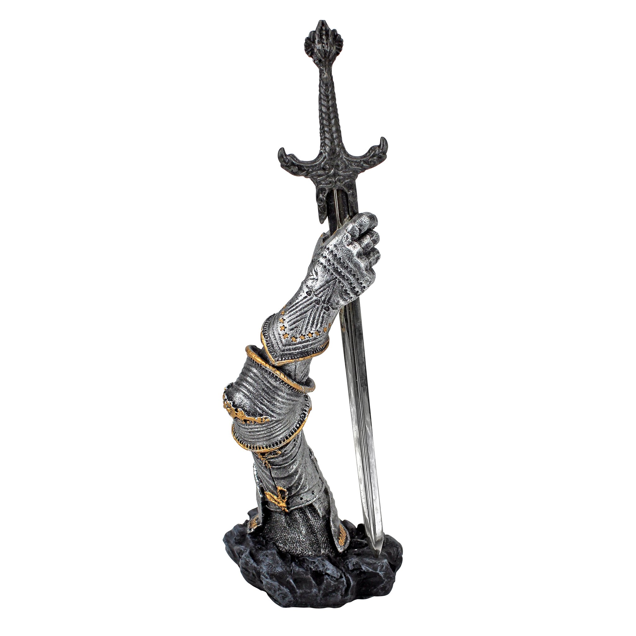 Design Toscano CL4118 King Arthur's Sword of Excalibur Letter Opener Desk Accessory Statue, 25.5 cm, Polyresin, Pewter Finish