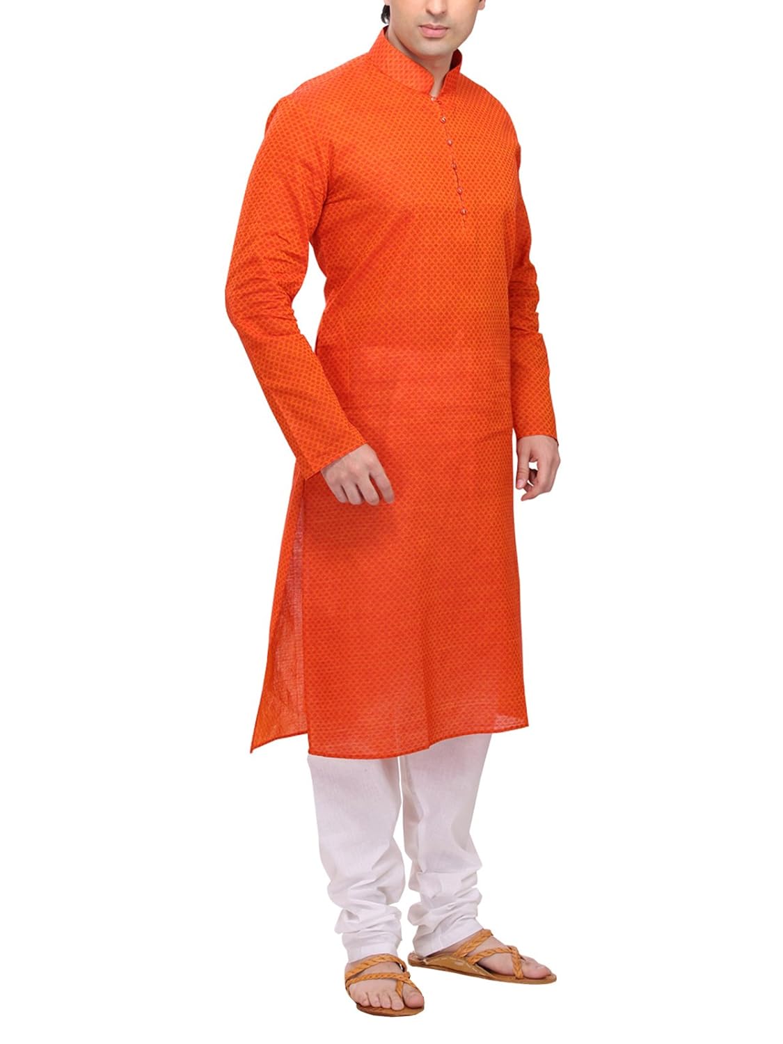 rg designers men's orange kurta pyjama set