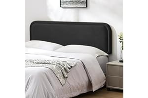 Howjoe Velvet Headboard Queen, Upholstered Headboard Queen Size Only, Fabric Headboards with Durable Metal Legs from 41” to 49” Height, Sturdy and Durable Solid Wood Bed Head Board, Black