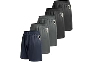 LalaHooK 5 Pack Basketball Gym Mens Shorts - Dry Fit Breathable Lightweight Shorts with Pockets for Workout Running Athletic