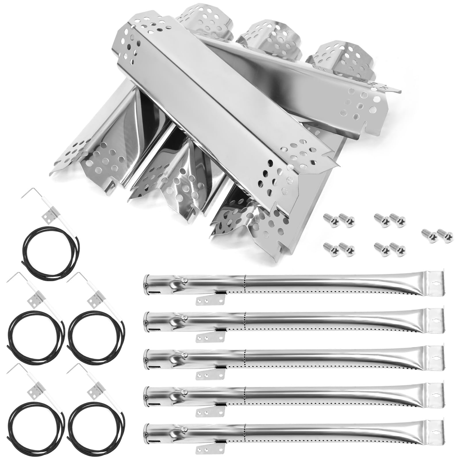 Photo 1 of Grill Replacement Parts for Nexgrill 720-0830H 720-0888 720-0888N 720-0783E 720-0864M Stainless Steel 5 Pack Heat Shield Plate, Grill Burner Igniter Kit For Home Depot Nexgrill Replacement Kit