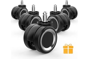 OMYOFFICE Office Chair Wheel Safe for All Floor,No Mats Needed,Heavy-Duty Chair Wheels 1000lbs, Noise Free & Smooth Gliding,Universal Fit Office Chair Casters Set of 5(Sliver)