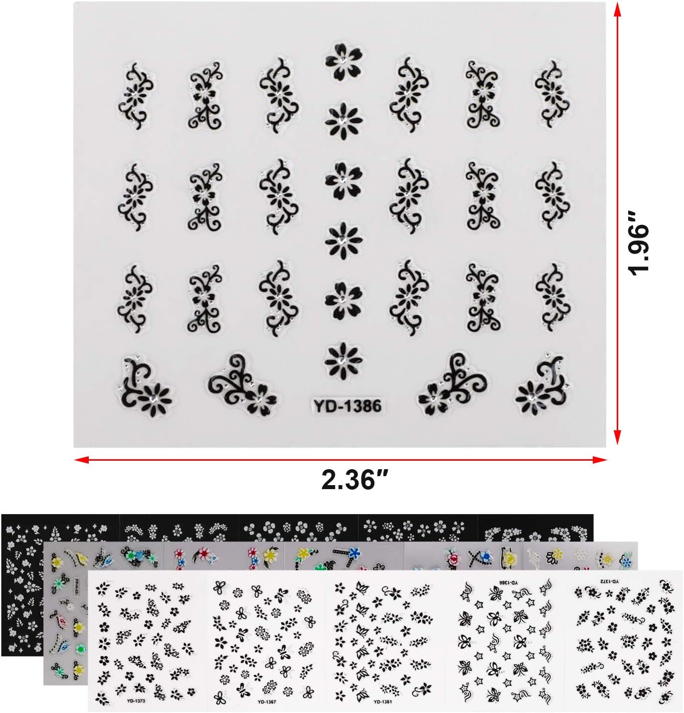 2500+ (90 Sheets) Nail Flower Stickers - Image 5