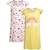 Rene Rofe Girls Nightgowns - 2 Pack Soft and Cute Lightweight Breathable Graphic Sleepwear Pajamas for Girls (Sizes: 4-12)