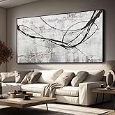XIANSHOU Line Wall Art Pictures Modern Wall Decor Black and White Canvas Wall Paintings 36"x70" Large Poster Printing for Dining Room Bedroom