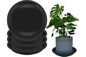 TNTIWQ 4 Pack 16 Inch Round Plant Saucers for Less 14 Inch Pot Indoors Outdoors Plant Trays for Pots Planter Saucer Plastic Drip Tray Planter Water Tray(Black, 16"(4pcs))