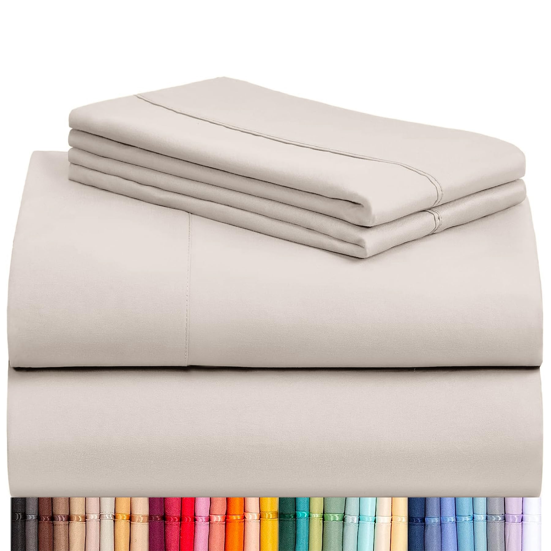 Photo 1 of LuxClub 4 PC Sheet Set Bed Sheets Deep Pockets 16" Eco Friendly Wrinkle Free Cooling Machine Washable Hotel Bedding Silky Soft - Linen California King