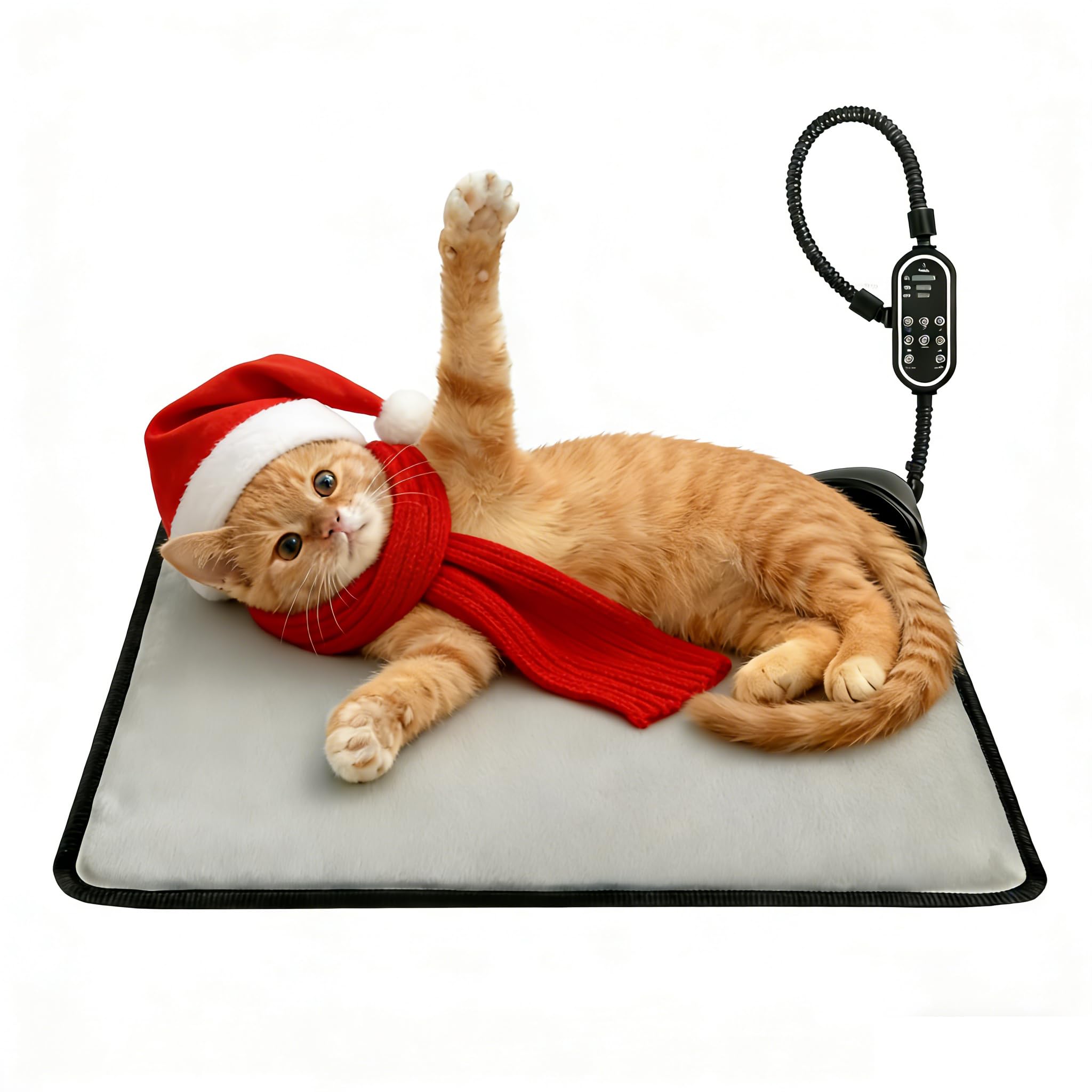 Photo 1 of Orznez Pet Heating Pad for Cats & Dogs,Safe Electric Cat Warming Pad with Chew Resistant Cord,Automatic Induction Heated Cat Bed,Adjustable Temperature & Time (Light Grey, 17.7" x 17.7")