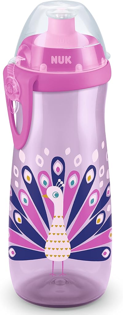 NUK Sports Cup Toddler Cup 450 ml Leak-Proof Chameleon Peacock Pink