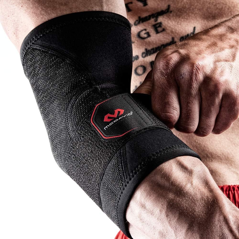 McDavid HyperBlend Elbow Sleeve + Adjustable Strap for Joint Pain Relief, Tendonitis, Arthritis, Bursitis, Tennis or Golf Elbow, Stability, Recovery, and More. for Men and Women. Neoprene/Knit Blend : Sports & Outdoors