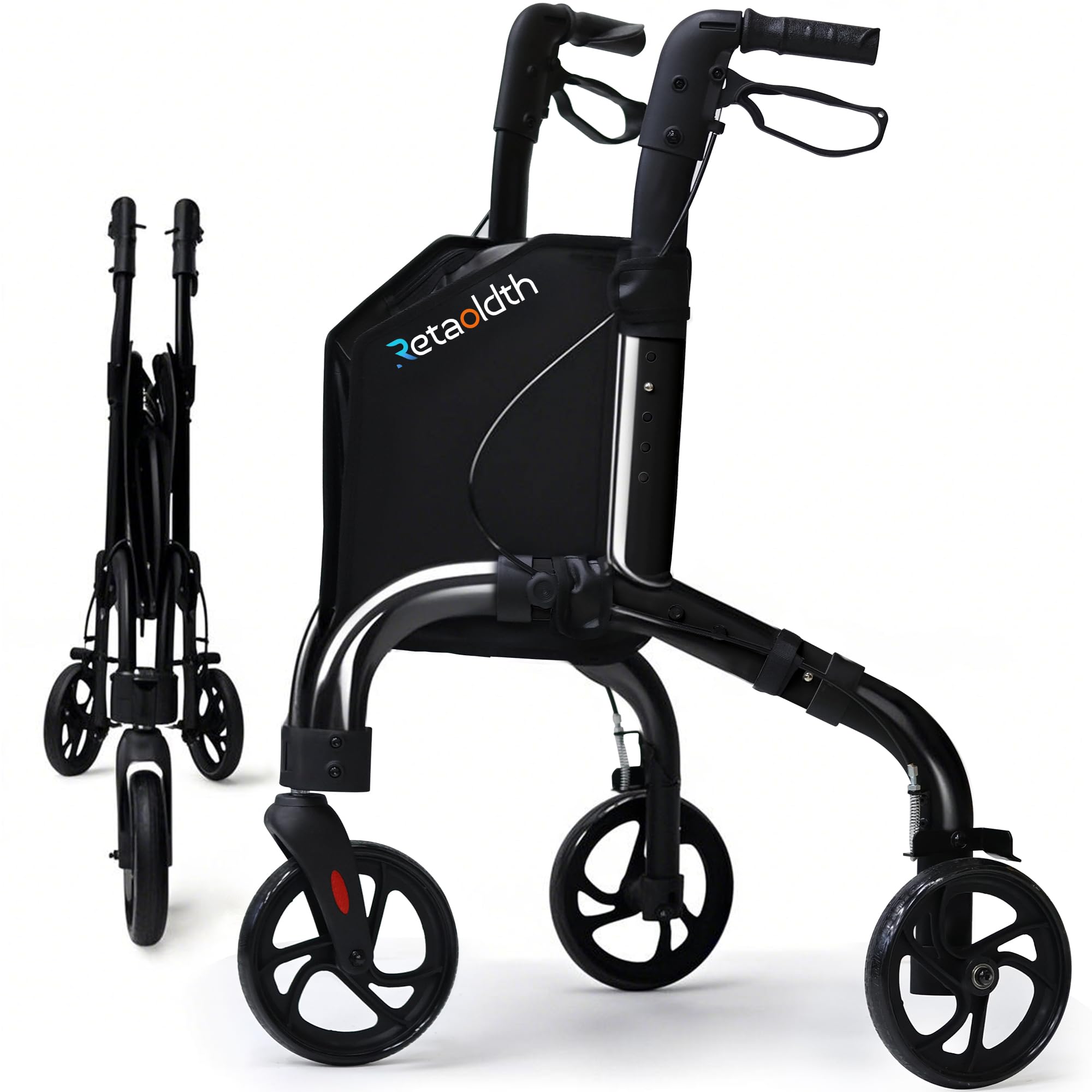 Photo 1 of Premium 3 Wheel Rollator Walker for Seniors, Lightweight Foldable Elderly Three Wheeled Rollator with Storage Bag, Aluminum Mobility Aid Rolling Walker
